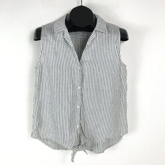 Tommy Bahama Knot Front Button Down Top Women's Small Sleeveless Striped Summer - Picture 1 of 10